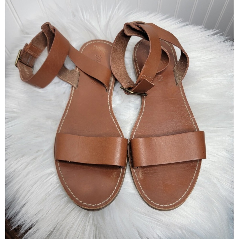 Madewell The Boardwalk Brown Leather Ankle Strap Sandals Women's 7.5